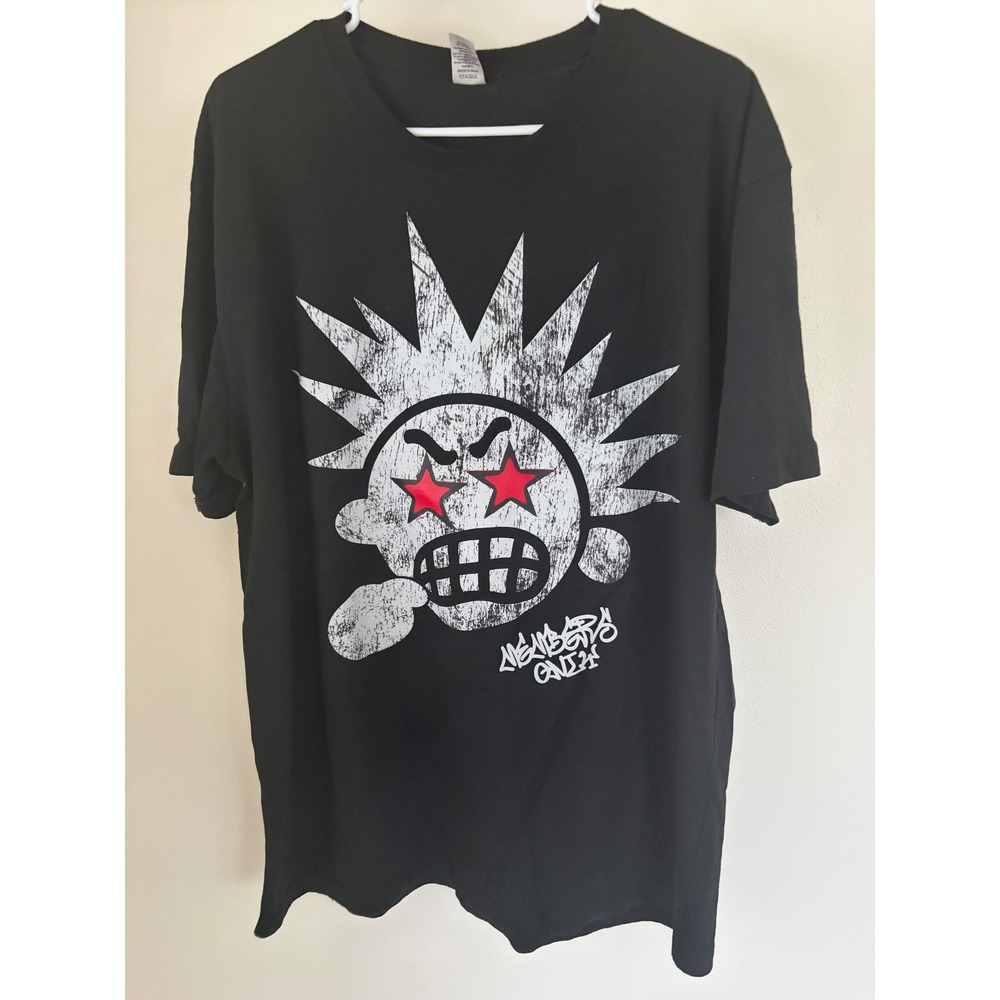 Members Only Graphic Tee Mens 2XL Black Punk Mohawk Star Eyes Short Sleeve Shirt